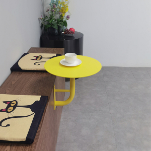 咖啡厅靠墙壁装桌子轻奢现代简约定制卡座壁挂小圆设计师的桌椅529