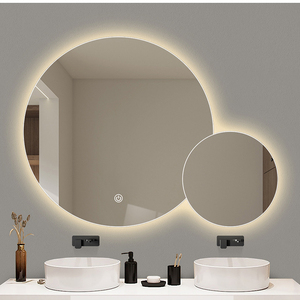 定制 智能浴室镜大小圆子母镜led带灯壁挂镜子卫生间贴墙防雾梳妆