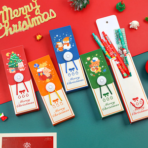 可爱圣诞塔扣文具盒 儿童圣诞节礼品创意PP文具袋松紧带铅笔盒