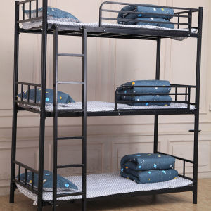 铁艺三层床上下铁床员工宿舍床上下铺成人学生铁架子三人床高低床