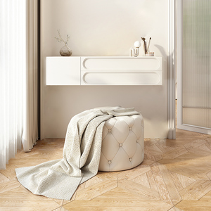 悬浮梳妆台现代简约壁挂悬空化妆桌卧室家用小户型飘窗桌子奶油风