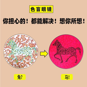 创彩正品红绿色盲色弱眼镜无色透明框架近视辩色专用通用