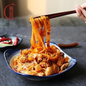 陕北延安黑白擀面皮手工锅巴麻辣干碗坨真空速食食品