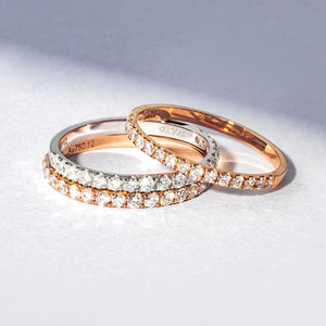 兰铂璀丽18k白彩金 天然尾戒真钻16分30分叠戴钻石排戒女排钻戒指