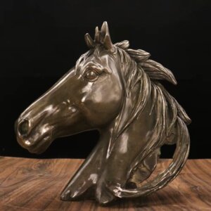 仿古纯铜马首马头客厅办公室桌面摆件铜生肖兽首玄关装饰艺术品
