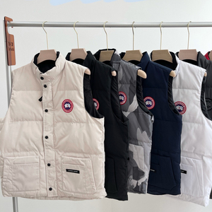 桑坡大鹅羽绒服男女户外宽松马甲保暖加厚外套舒适纯色马夹加拿大