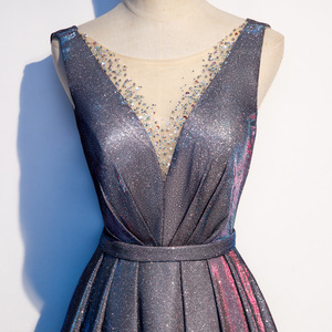 晚宴礼服网红新款优雅端庄大气星空裙深v性感长款年会主持人礼服