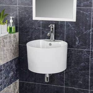 小挂盆角盆挂墙式陶瓷洗手盆洗脸盆加深圆形大尺寸阳台30-50厘米