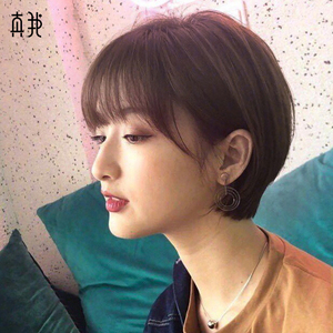 假发女短发真发头套圆脸网红波波头韩式发型自然少女全真人发丝