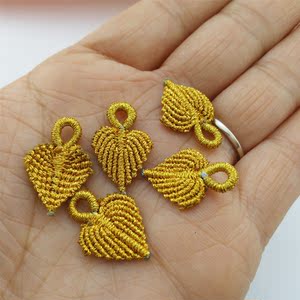 手工金丝线编织金叶子 diy端午节饰品吊坠男女红手绳项链配饰挂件