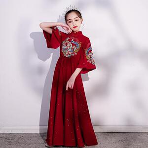 花童婚礼小女孩礼服中式儿童结婚伴童女12岁女孩圆锁女童女童裙子