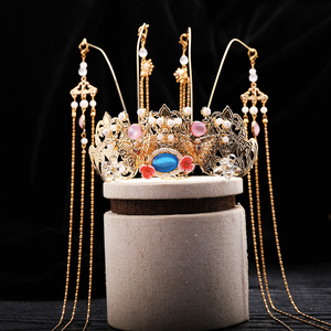 儿童汉服头饰古风唐装公主流苏发冠女童古装演出发夹生日步摇皇冠