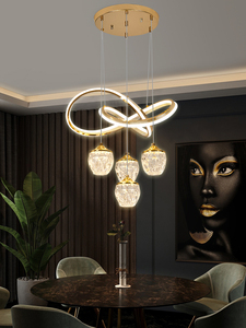 欧普雷士餐厅吊灯四头现代简约饭厅家用水晶创意个性新款网红LED