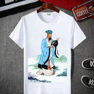 短袖名族风诸葛亮印花三国孔明2021新款潮流t恤男装半袖上衣服潮