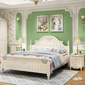欧式韩式风情双人床1.8米简约现代1.5米/1.2主卧公主床家具白色床