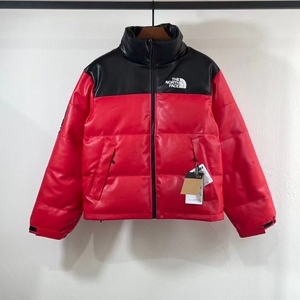 supreme联名the north face北面皮质羽绒服