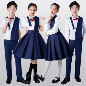 儿童大合唱演出中小学生同心向党诗歌朗诵比赛表演主持人演讲礼服