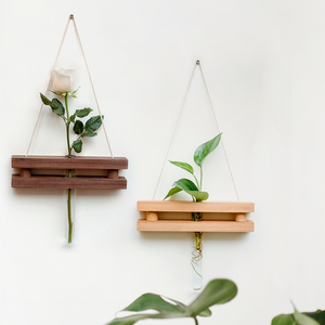 北欧风墙面装饰水培客厅餐厅墙壁花瓶简约风实木风壁挂花盆插花器