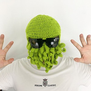 高顶帽子冬季保暖章鱼头套创意嘻哈搞怪八爪鱼乌贼针织毛线帽