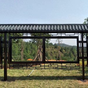 塑料雨搭古建筑用60cm防水房檐装饰仿小青瓦仿古瓦片青瓦片遮雨棚