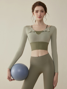 安德玛瑜伽服套装女生新款普拉提训练服跑步健身运动紧身长袖上衣