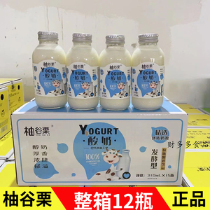 柚谷栗原味酸奶饮品整箱310ml*15瓶 玻璃瓶发酵型酸奶饮料包邮