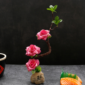 酒店餐厅刺身摆盘装饰花草饭店餐饮意境小摆件盘饰点缀创意盘头