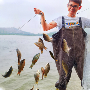 捕鱼网粘网进口渔网三层浮网沉网逮鱼网丝网挂网拦河网挂渔网神器