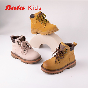Batakids 2023年秋冬新款儿童马丁靴小黄靴男女童短靴中大童靴子