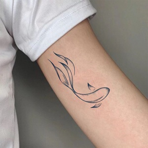 情侣纹身贴鱼图案防水一对性感胸前鲤鱼可洗擦水墨小图案锦鲤金鱼