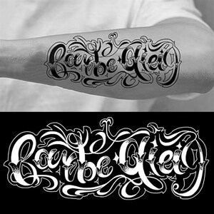 新品卡花诺花体 英文字母s草本纹身贴永久果汁半奇臂防水女持久男