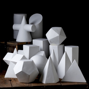 大号树脂仿石膏几何体教具圆球正方体长方体圆锥模型素描家居摆饰