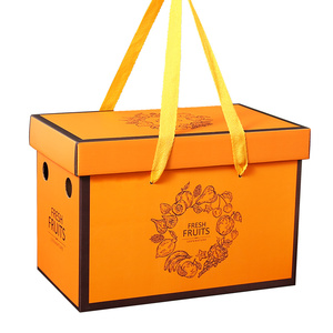 水果礼盒包c装盒高档空盒子上下盖橙色10斤装通用水果礼盒空盒批