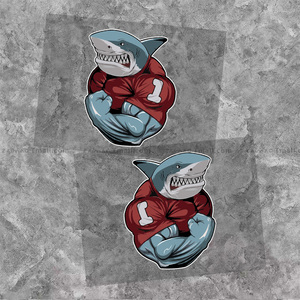 健身鲨鱼强壮肌肉鲨鱼创意卡通健身车贴划痕遮挡遮盖汽车贴纸防水