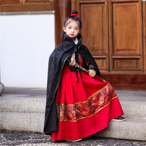 儿童汉服女童唐装锦衣卫古装飞鱼服明制侍卫女孩武侠风套装演出服