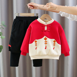 拜年服女童新年衣服儿童周岁男女童过年宝宝红色喜庆加厚冬装唐装