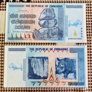津巴布韦100万亿犀牛外贸纪念币钞券 非流通纸币商业钞观赏币收藏