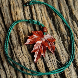 吊坠 印度小叶紫檀叶子项链 木雕枫叶坠子文艺复古风木质树叶笑效天