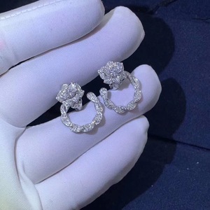 piaget/伯爵流苏耳环18k玫瑰金白镶钻满钻旋转钻石耳夹女 项链