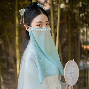 夏季薄款透气面纱遮脸舞蹈女神面纱面部纱布蒙脸面纱古代女子面纱