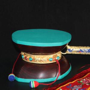 尼泊尔手工法鼓羊皮嘎巴拉鼓紫檀木手鼓西藏密宗法器纯手工制作