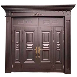 锈不锈钢村用农家别墅屋户子母玻璃h双开对开防盗进户堂入大门