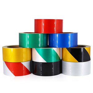 反光警示胶带反光膜强力反光贴条地贴纸耐磨安全标识贴条黑黄红白