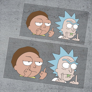 瑞克和莫蒂车贴纸个性搞笑鄙视竖中指创意汽车电动摩托车装饰贴纸