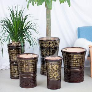 花瓶约陶瓷种花盆福字特大号高筒种树花盆陶瓷大号简高筒落地客厅