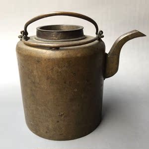 [三省古董老货 民国老茶壶 原配黄铜大茶壶 提梁壶 老铜壶 包老