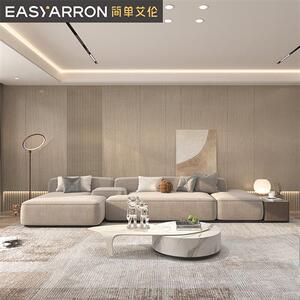 简单艾伦护墙板背景墙隐形门新中式实木装饰墙板格栅全屋