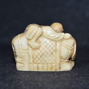[偶然]70【小强古代】古玩古董骨雕 吉祥如意老骨头精雕大象把件