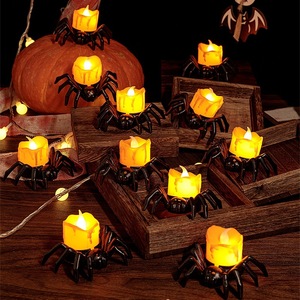 万圣节南瓜灯装饰派对酒吧道具场景气氛布置发光蜘蛛电子蜡烛摆件