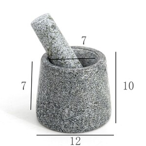 石碗大理石石磨研设石材大蒜撵f压钵计老式家用磨臼捣蒜器